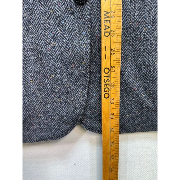 Vintage Circle S Mens Herringbone Blazer Jacket 40L Gray Wool Blend Cowboy Weste - Picture 9 of 16